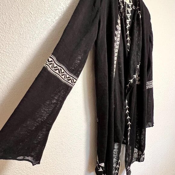 Boho‎ Chic Southwestern Artisan Jacket Asymmetrical Open Front Cardigan Size M - Picture 4 of 10